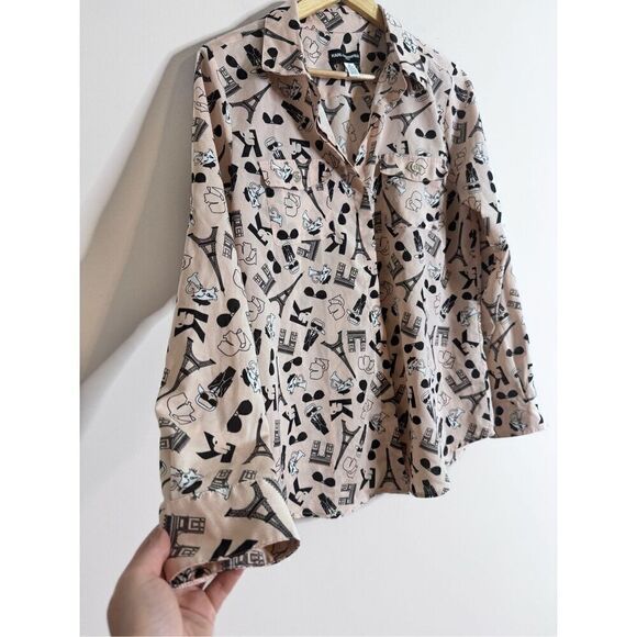 Karl lagerfied blush pink Paris cat blouse sz M - Picture 6 of 8